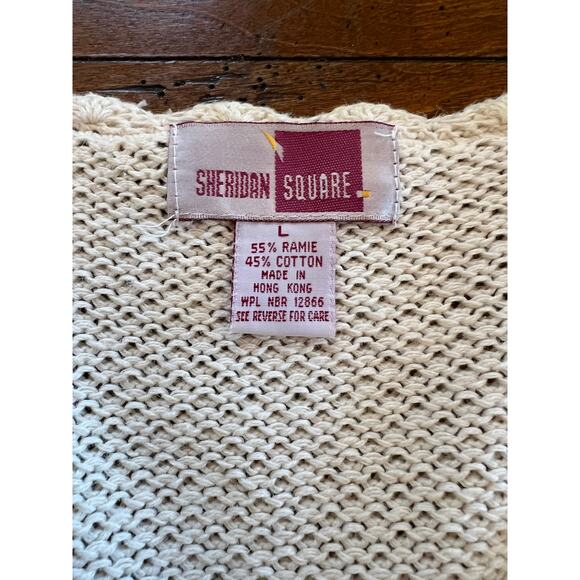 Vintage ecru button up cardigan sweater by Sheridan Square - Picture 7 of 11